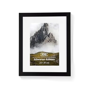 KHG Premium-Bilderrahmen 24x30 cm schwarz, stabile Glasfront, für Zuhause hochwertiges Passepartout & MDF-Holzrahmen für Fotos, Poster, Zertifikate & Collagen, vielseitig einsetzbar KHG Premium-Bilderrahmen 24x30 cm schwarz, stabile Glasfront, für Zuhause hochwertiges Passepartout & MDF-Holzrahmen für Fotos, Poster, Zertifikate & Collagen, vielseitig einsetzbar