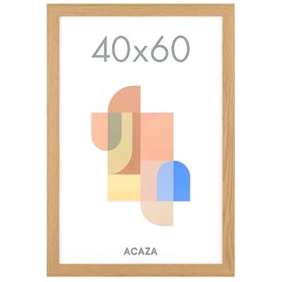 ACAZA Bilderrahmen 40x60 cm Warme Eiche, MDF Holz mit bruchsicherem Acrylglas, für Photos, Poster und Puzzles, Wandmontage, Hoch- und Querformat ACAZA Bilderrahmen 40x60 cm Warme Eiche, MDF Holz mit bruchsicherem Acrylglas, für Photos, Poster und Puzzles, Wandmontage, Hoch- und Querformat