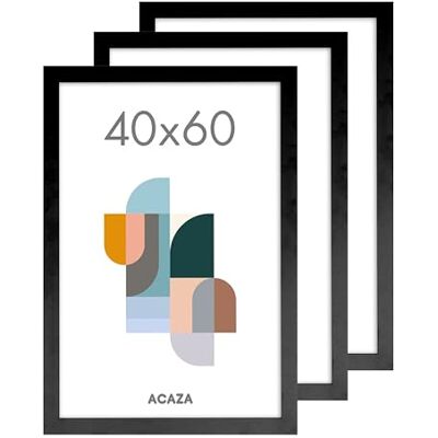 ACAZA Bilderrahmen 40x60 cm 3-er Set Schwarz, MDF Holz mit bruchsicherem Acrylglas, für Photos, Poster und Puzzles, Wandmontage, Hoch- und Querformat ACAZA Bilderrahmen 40x60 cm 3-er Set Schwarz, MDF Holz mit bruchsicherem Acrylglas, für Photos, Poster und Puzzles, Wandmontage, Hoch- und Querformat
