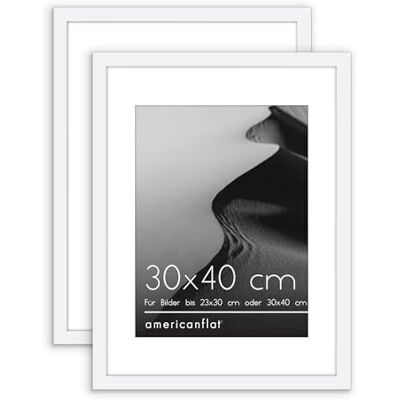 Americanflat Bilderrahmen 30x40 cm in Weiß – Bilderrahmen 23x30 cm mit Passepartout und 40x30 cm ohne Passepartout Rahmen mit poliertem Plexi-Scheibe und Sägezahn-Aufhängung 2er Pack Americanflat Bilderrahmen 30x40 cm in Weiß – Bilderrahmen 23x30 cm mit Passepartout und 40x30 cm ohne Passepartout Rahmen mit poliertem Plexi-Scheibe und Sägezahn-Aufhängung 2er Pack