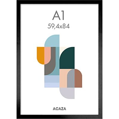 ACAZA A1 Bilderrahmen 59,4x84 cm Format Din A1 Schwarz, MDF Holz mit bruchsicherem Acrylglas, für Photos, Poster und Puzzles, Wandmontage, Hoch- und Querformat ACAZA A1 Bilderrahmen 59,4x84 cm Format Din A1 Schwarz, MDF Holz mit bruchsicherem Acrylglas, für Photos, Poster und Puzzles, Wandmontage, Hoch- und Querformat