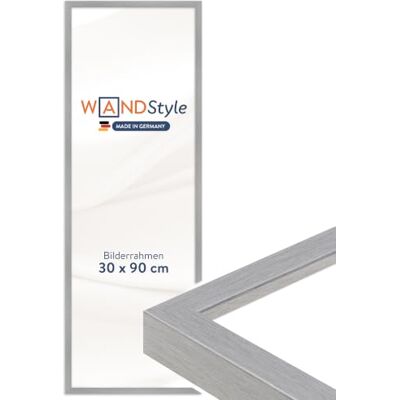 WANDStyle Bilderrahmen 30x90 Silber, moderner Bilderrahmen Holz 30x90 cm Hochwertiger Holzbilderrahmen, Posterrahmen zum Aufhängen, Rahmen 90x30 cm, Fotorahmen H950 Made in Germany WANDStyle Bilderrahmen 30x90 Silber, moderner Bilderrahmen Holz 30x90 cm Hochwertiger Holzbilderrahmen, Posterrahmen zum Aufhängen, Rahmen 90x30 cm, Fotorahmen H950 Made in Germany