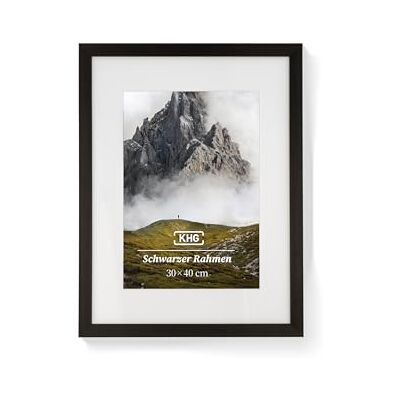 KHG Premium-Bilderrahmen 30x40 cm schwarz, stabile Glasfront, für Zuhause hochwertiges Passepartout & MDF-Holzrahmen für Fotos, Poster, Zertifikate & Collagen, vielseitig einsetzbar KHG Premium-Bilderrahmen 30x40 cm schwarz, stabile Glasfront, für Zuhause hochwertiges Passepartout & MDF-Holzrahmen für Fotos, Poster, Zertifikate & Collagen, vielseitig einsetzbar