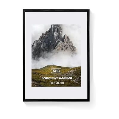 KHG Premium-Bilderrahmen 50x70 cm schwarz, stabile Glasfront, für Zuhause hochwertiges Passepartout & MDF-Holzrahmen für Fotos, Poster, Zertifikate & Collagen, vielseitig einsetzbar KHG Premium-Bilderrahmen 50x70 cm schwarz, stabile Glasfront, für Zuhause hochwertiges Passepartout & MDF-Holzrahmen für Fotos, Poster, Zertifikate & Collagen, vielseitig einsetzbar