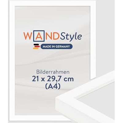 WANDStyle Bilderrahmen A4 Weiß, DIN A3 Bilderrahmen Holz 21x30 cm Hochwertiger Holzbilderrahmen, Posterrahmen zum Aufhängen, Rahmen 21x30 cm, Fotorahmen H950 Made in Germany WANDStyle Bilderrahmen A4 Weiß, DIN A3 Bilderrahmen Holz 21x30 cm Hochwertiger Holzbilderrahmen, Posterrahmen zum Aufhängen, Rahmen 21x30 cm, Fotorahmen H950 Made in Germany