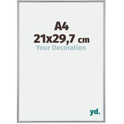 yd. Bilderrahmen DIN A4 21x29.7 cm Silber Hochglanz Kunststoff Rahmen Annecy yd. Bilderrahmen DIN A4 21x29.7 cm Silber Hochglanz Kunststoff Rahmen Annecy
