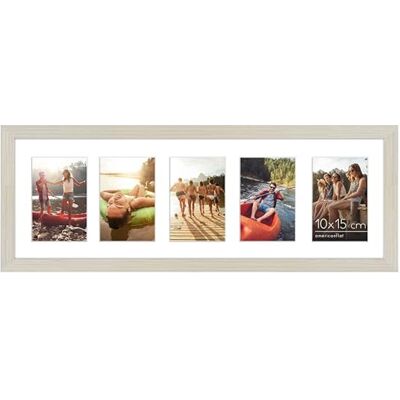 Americanflat Bilderrahmen Collage 10x15 cm Helles Holz Bilderrahmen 20x61 cm mit Passepartout für Fünf 15x10 cm Fotos Fotorahmen für Mehrere Bilder der Familie Verbundholz mit Bruchsicherem Glas Americanflat Bilderrahmen Collage 10x15 cm Helles Holz Bilderrahmen 20x61 cm mit Passepartout für Fünf 15x10 cm Fotos Fotorahmen für Mehrere Bilder der Familie Verbundholz mit Bruchsicherem Glas