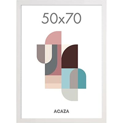 ACAZA Bilderrahmen 50x70 cm Weiß, MDF Holz mit bruchsicherem Acrylglas, für Photos, Poster und Puzzles, Wandmontage, Hoch- und Querformat ACAZA Bilderrahmen 50x70 cm Weiß, MDF Holz mit bruchsicherem Acrylglas, für Photos, Poster und Puzzles, Wandmontage, Hoch- und Querformat