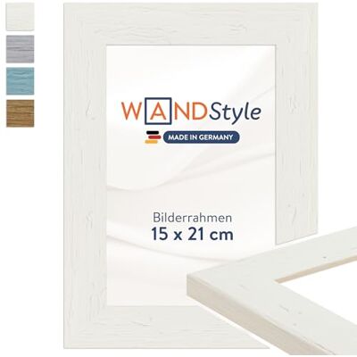 WANDStyle Bilderrahmen 15x21 Weiß, rustikaler Bilderrahmen Holz 15x21 cm Hochwertiger Holzbilderrahmen, Posterrahmen aufstellbar, Rahmen 21x15 cm, Fotorahmen H750 Made in Germany WANDStyle Bilderrahmen 15x21 Weiß, rustikaler Bilderrahmen Holz 15x21 cm Hochwertiger Holzbilderrahmen, Posterrahmen aufstellbar, Rahmen 21x15 cm, Fotorahmen H750 Made in Germany