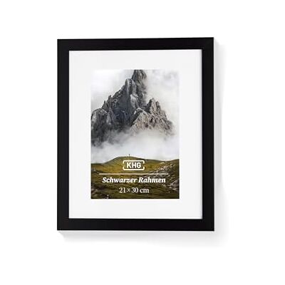 KHG Premium-Bilderrahmen 21x30 cm schwarz, stabile Glasfront, für Zuhause hochwertiges Passepartout & MDF-Holzrahmen für Fotos, Poster, Zertifikate & Collagen, vielseitig einsetzbar KHG Premium-Bilderrahmen 21x30 cm schwarz, stabile Glasfront, für Zuhause hochwertiges Passepartout & MDF-Holzrahmen für Fotos, Poster, Zertifikate & Collagen, vielseitig einsetzbar