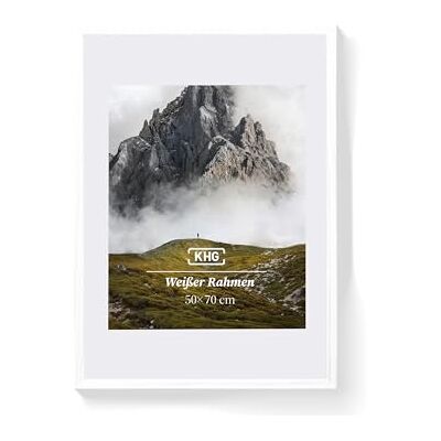 KHG Premium-Bilderrahmen 50x70 cm weiß, stabile Glasfront, für Zuhause hochwertiges Passepartout & MDF-Holzrahmen für Fotos, Poster, Zertifikate & Collagen, vielseitig einsetzbar KHG Premium-Bilderrahmen 50x70 cm weiß, stabile Glasfront, für Zuhause hochwertiges Passepartout & MDF-Holzrahmen für Fotos, Poster, Zertifikate & Collagen, vielseitig einsetzbar
