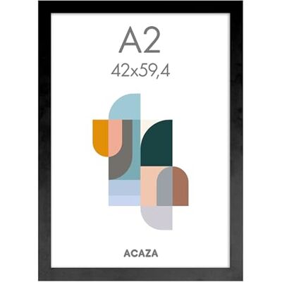 ACAZA A2 Bilderrahmen 42x59,4 cm Schwarz, MDF Holz mit bruchsicherem Acrylglas, für Photos, Poster und Puzzles, Wandmontage, Hoch- und Querformat ACAZA A2 Bilderrahmen 42x59,4 cm Schwarz, MDF Holz mit bruchsicherem Acrylglas, für Photos, Poster und Puzzles, Wandmontage, Hoch- und Querformat