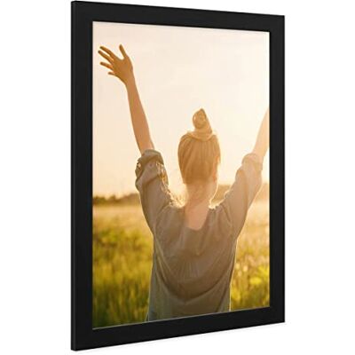 PHOTOLINI Bilderrahmen 30x40 Schwarz Holz MDF, breite Rahmen 30x40 Schwarz mit Acrylglas, picture frame 30 x 40 zum Aufhängen, Bilderrahmen 40x30 cm plus Zubehör zur Fotorahmen Wanddekoration PHOTOLINI Bilderrahmen 30x40 Schwarz Holz MDF, breite Rahmen 30x40 Schwarz mit Acrylglas, picture frame 30 x 40 zum Aufhängen, Bilderrahmen 40x30 cm plus Zubehör zur Fotorahmen Wanddekoration