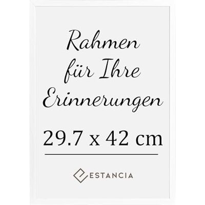 Estancia Weißer Bilderrahmen aus Kiefernholz 29,7x42 cm (A3) mit Bruchsicherem Acrylglas Moderner 29,7 x 42 cm Holzbilderrahmen Din A3 Estancia Weißer Bilderrahmen aus Kiefernholz 29,7x42 cm (A3) mit Bruchsicherem Acrylglas Moderner 29,7 x 42 cm Holzbilderrahmen Din A3