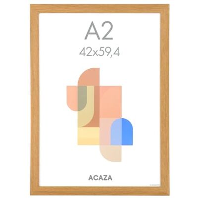 ACAZA A2 Bilderrahmen 42x59,4 cm Warme Eiche, MDF Holz mit bruchsicherem Acrylglas, für Photos, Poster und Puzzles, Wandmontage, Hoch- und Querformat ACAZA A2 Bilderrahmen 42x59,4 cm Warme Eiche, MDF Holz mit bruchsicherem Acrylglas, für Photos, Poster und Puzzles, Wandmontage, Hoch- und Querformat