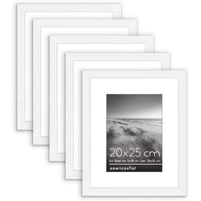 Americanflat Bilderrahmen 20x25 cm in Weiß – Bilderrahmen 13x18 cm mit Passepartout und 30x20 cm ohne Passepartout Rahmen mit poliertem Plexi-Scheibe und Sägezahn-Aufhängung 5er Pack Americanflat Bilderrahmen 20x25 cm in Weiß – Bilderrahmen 13x18 cm mit Passepartout und 30x20 cm ohne Passepartout Rahmen mit poliertem Plexi-Scheibe und Sägezahn-Aufhängung 5er Pack