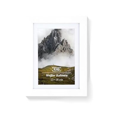 KHG Premium-Bilderrahmen 13x18 cm weiß, stabile Glasfront, für Zuhause hochwertiges Passepartout & MDF-Holzrahmen für Fotos, Poster, Zertifikate & Collagen, vielseitig einsetzbar KHG Premium-Bilderrahmen 13x18 cm weiß, stabile Glasfront, für Zuhause hochwertiges Passepartout & MDF-Holzrahmen für Fotos, Poster, Zertifikate & Collagen, vielseitig einsetzbar