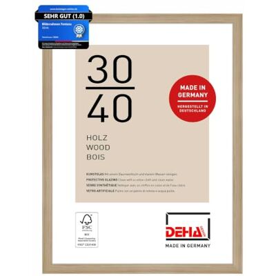 DEHA Design Holz Bilderrahmen Fontana, 30 x 40 cm, Hellbraun Holz Fotorahmen im Hoch- & Querformat zum Aufhängen Hellbraun matt bruchsicheres Kunstglas DEHA Design Holz Bilderrahmen Fontana, 30 x 40 cm, Hellbraun Holz Fotorahmen im Hoch- & Querformat zum Aufhängen Hellbraun matt bruchsicheres Kunstglas