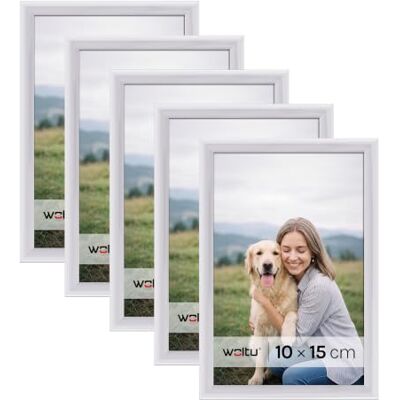 WOLTU Bilderrahmen 10x15, 5er set, Kunststoff Fotorahmen mit Passepartout Stahl, Posterrahmen New Lifestyle für Poster, Fotos, bruchsichere PS-Platte, aufhängbar u. aufstellbar, Collage-Wanddeko WOLTU Bilderrahmen 10x15, 5er set, Kunststoff Fotorahmen mit Passepartout Stahl, Posterrahmen New Lifestyle für Poster, Fotos, bruchsichere PS-Platte, aufhängbar u. aufstellbar, Collage-Wanddeko