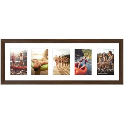 Americanflat Bilderrahmen Collage 10x15 cm Walnuss Bilderrahmen 20x61 cm mit Passepartout für Fünf 15x10 cm Fotos Fotorahmen für Mehrere Bilder der Familie Verbundholz mit Bruchsicherem Glas Americanflat Bilderrahmen Collage 10x15 cm Walnuss Bilderrahmen 20x61 cm mit Passepartout für Fünf 15x10 cm Fotos Fotorahmen für Mehrere Bilder der Familie Verbundholz mit Bruchsicherem Glas