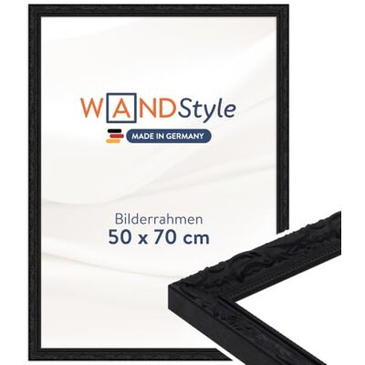 WANDStyle schwarzer Bilderrahmen 50x70 Holz, Bilderrahmen Schwarz Vintage Hochwertiger Holzbilderrahmen Antik, Posterrahmen zum Aufhängen, Rahmen 70x50 cm, Fotorahmen H530 Made in Germany WANDStyle schwarzer Bilderrahmen 50x70 Holz, Bilderrahmen Schwarz Vintage Hochwertiger Holzbilderrahmen Antik, Posterrahmen zum Aufhängen, Rahmen 70x50 cm, Fotorahmen H530 Made in Germany