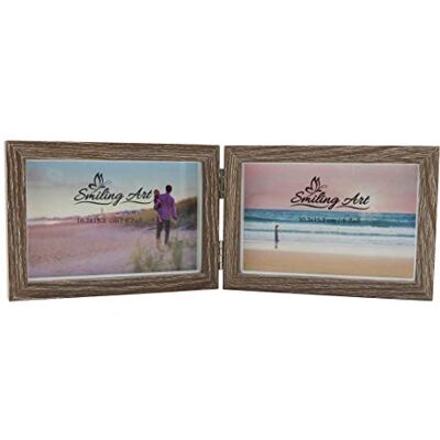 ART Bilderrahmen für 2 Fotos aus MDF Holz mit Glasscheibe, klappbarer Bilderrahmen, Doppelrahmen (Grau, Querformat, 2x10x15 cm) ART Bilderrahmen für 2 Fotos aus MDF Holz mit Glasscheibe, klappbarer Bilderrahmen, Doppelrahmen (Grau, Querformat, 2x10x15 cm)