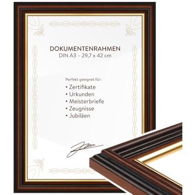 WANDStyle DIN A3 Bilderrahmen Holz, Urkundenrahmen, Meisterbrief Rahmen Diplom Fotorahmen Braun, Rahmen 30x42 cm, Dokumentenrahmen zum Aufhängen, Vintage Bilderrahmen A3 Holz, H015 Made in Germany WANDStyle DIN A3 Bilderrahmen Holz, Urkundenrahmen, Meisterbrief Rahmen Diplom Fotorahmen Braun, Rahmen 30x42 cm, Dokumentenrahmen zum Aufhängen, Vintage Bilderrahmen A3 Holz, H015 Made in Germany