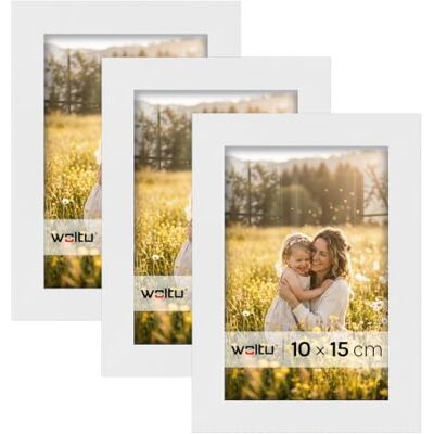 WOLTU Bilderrahmen 10x15, 3er set, MDF-Holz Fotorahmen mit Passepartout Weiß, Posterrahmen für Poster, Fotos, Puzzle, aufhängbar & aufstellbar, Collage-Wanddeko mit bruchsicherer PS-Platte WOLTU Bilderrahmen 10x15, 3er set, MDF-Holz Fotorahmen mit Passepartout Weiß, Posterrahmen für Poster, Fotos, Puzzle, aufhängbar & aufstellbar, Collage-Wanddeko mit bruchsicherer PS-Platte