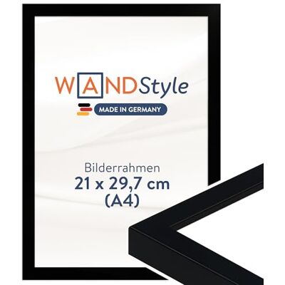 WANDStyle Bilderrahmen A4 Schwarz, DIN A3 Bilderrahmen Holz 21x30 cm Hochwertiger Holzbilderrahmen, Posterrahmen zum Aufhängen, Rahmen 21x30 cm, Fotorahmen H950 Made in Germany WANDStyle Bilderrahmen A4 Schwarz, DIN A3 Bilderrahmen Holz 21x30 cm Hochwertiger Holzbilderrahmen, Posterrahmen zum Aufhängen, Rahmen 21x30 cm, Fotorahmen H950 Made in Germany