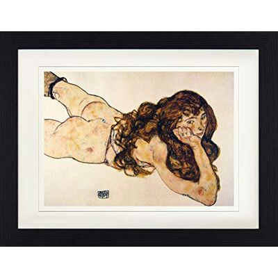 1art1 Egon Schiele Poster Auf Dem Bauch Liegender Weiblicher Akt, 1917 Gerahmtes Bild Mit Edlem Passepartout Wand-Bilder Im Bilderrahmen 40x30 cm 1art1 Egon Schiele Poster Auf Dem Bauch Liegender Weiblicher Akt, 1917 Gerahmtes Bild Mit Edlem Passepartout Wand-Bilder Im Bilderrahmen 40x30 cm