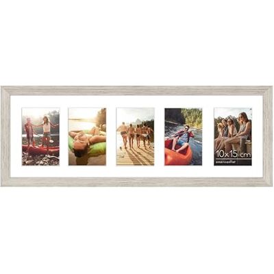 Americanflat Bilderrahmen Collage 10x15 cm Treibholz Bilderrahmen 20x61 cm mit Passepartout für Fünf 15x10 cm Fotos Fotorahmen für Mehrere Bilder der Familie Verbundholz mit Bruchsicherem Glas Americanflat Bilderrahmen Collage 10x15 cm Treibholz Bilderrahmen 20x61 cm mit Passepartout für Fünf 15x10 cm Fotos Fotorahmen für Mehrere Bilder der Familie Verbundholz mit Bruchsicherem Glas