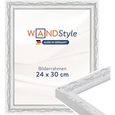 WANDStyle weißer Bilderrahmen 24x30 Holz, Bilderrahmen Weiß Vintage Hochwertiger Holzbilderrahmen Antik, Posterrahmen zum Aufhängen, Rahmen 30x24 cm, Fotorahmen H530 Made in Germany WANDStyle weißer Bilderrahmen 24x30 Holz, Bilderrahmen Weiß Vintage Hochwertiger Holzbilderrahmen Antik, Posterrahmen zum Aufhängen, Rahmen 30x24 cm, Fotorahmen H530 Made in Germany