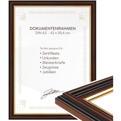 WANDStyle DIN A2 Bilderrahmen Holz, Urkundenrahmen, Meisterbrief Rahmen Diplom Fotorahmen Braun, Rahmen 42x60 cm, Dokumentenrahmen zum Aufhängen, Vintage Bilderrahmen A2 Holz, H015 Made in Germany WANDStyle DIN A2 Bilderrahmen Holz, Urkundenrahmen, Meisterbrief Rahmen Diplom Fotorahmen Braun, Rahmen 42x60 cm, Dokumentenrahmen zum Aufhängen, Vintage Bilderrahmen A2 Holz, H015 Made in Germany
