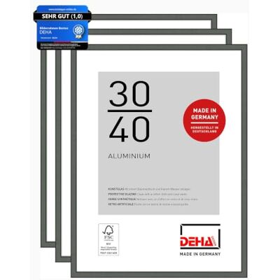 DEHA Design Aluminium Bilderrahmen Boston, 30 x 40 cm 2er Set, Grau Aluminium Fotorahmen im Hoch- & Querformat zum Aufhängen Grau glänzend bruchsicheres Kunstglas DEHA Design Aluminium Bilderrahmen Boston, 30 x 40 cm 2er Set, Grau Aluminium Fotorahmen im Hoch- & Querformat zum Aufhängen Grau glänzend bruchsicheres Kunstglas