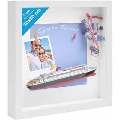 PHOTOLINI 3D Bilderrahmen zum Befüllen 30x30 Weiß groß, 3 cm tiefer Objektrahmen mit Glas, tiefer Bilderrahmen 30x30 Holz MDF mit Passepartout, Dicker 3D Rahmen befüllbar für Gegenstände Geschenk PHOTOLINI 3D Bilderrahmen zum Befüllen 30x30 Weiß groß, 3 cm tiefer Objektrahmen mit Glas, tiefer Bilderrahmen 30x30 Holz MDF mit Passepartout, Dicker 3D Rahmen befüllbar für Gegenstände Geschenk