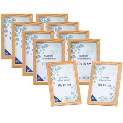 levandeo 10 Stück Bilderrahmen Echtholz Made in EU 10x15 Natur mit Glasscheibe Portrait Fotorahmen Set Holz Kiefernholz Picture Frame levandeo 10 Stück Bilderrahmen Echtholz Made in EU 10x15 Natur mit Glasscheibe Portrait Fotorahmen Set Holz Kiefernholz Picture Frame
