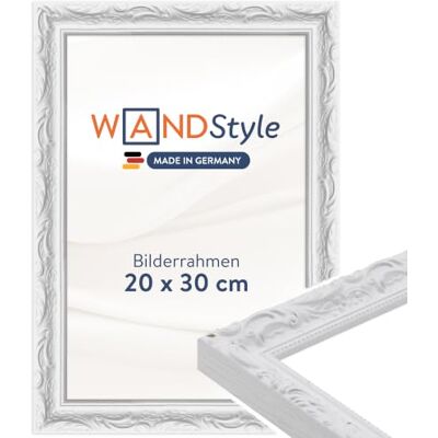 WANDStyle weißer Bilderrahmen 20x30 Holz, Bilderrahmen Weiß Vintage Hochwertiger Holzbilderrahmen Antik, Posterrahmen zum Aufhängen, Rahmen 30x20 cm, Fotorahmen H530 Made in Germany WANDStyle weißer Bilderrahmen 20x30 Holz, Bilderrahmen Weiß Vintage Hochwertiger Holzbilderrahmen Antik, Posterrahmen zum Aufhängen, Rahmen 30x20 cm, Fotorahmen H530 Made in Germany