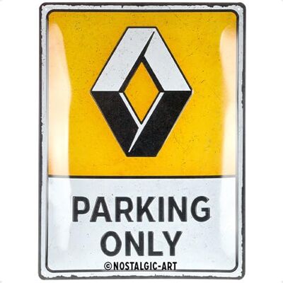 ART Retro Blechschild, 30 x 40 cm, Renault – Parking Only – Geschenk-Idee für Renault-Zubehör Fans, Original Lizenzprodukt (OLP), aus Metall, Vintage Design, Blechschilder Sprüche ART Retro Blechschild, 30 x 40 cm, Renault – Parking Only – Geschenk-Idee für Renault-Zubehör Fans, Original Lizenzprodukt (OLP), aus Metall, Vintage Design, Blechschilder Sprüche