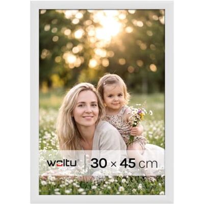 WOLTU Bilderrahmen 30x45, Weiß, Kunststoff Fotorahmen mit Passepartout Posterrahmen New Lifestyle für Poster, Fotos, bruchsichere PS-Platte, aufhängbar u. aufstellbar, Collage-Wanddeko WOLTU Bilderrahmen 30x45, Weiß, Kunststoff Fotorahmen mit Passepartout Posterrahmen New Lifestyle für Poster, Fotos, bruchsichere PS-Platte, aufhängbar u. aufstellbar, Collage-Wanddeko