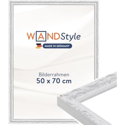 WANDStyle weißer Bilderrahmen 50x70 Holz, Bilderrahmen Weiß Vintage Hochwertiger Holzbilderrahmen Antik, Posterrahmen zum Aufhängen, Rahmen 70x50 cm, Fotorahmen H530 Made in Germany WANDStyle weißer Bilderrahmen 50x70 Holz, Bilderrahmen Weiß Vintage Hochwertiger Holzbilderrahmen Antik, Posterrahmen zum Aufhängen, Rahmen 70x50 cm, Fotorahmen H530 Made in Germany
