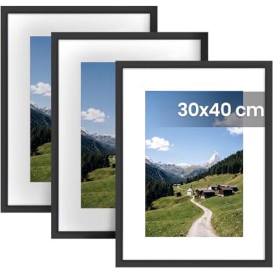SONGMICS Bilderrahmen, 3er Set, 30 x 40 cm, Fotocollage, Kunstrahmen MDF-Rahmen, spurlose Wandhaken, aufhängen, aufstellen, Schwarz, KAVI Kollektion RPF057BZ01 SONGMICS Bilderrahmen, 3er Set, 30 x 40 cm, Fotocollage, Kunstrahmen MDF-Rahmen, spurlose Wandhaken, aufhängen, aufstellen, Schwarz, KAVI Kollektion RPF057BZ01