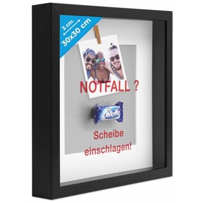PHOTOLINI 3D Bilderrahmen zum Befüllen 30x30 Schwarz groß, 3 cm tiefer Objektrahmen mit Glas, tiefer Bilderrahmen 30x30 Holz MDF mit Passepartout, Dicker 3D Rahmen befüllbar für Gegenstände Geschenk PHOTOLINI 3D Bilderrahmen zum Befüllen 30x30 Schwarz groß, 3 cm tiefer Objektrahmen mit Glas, tiefer Bilderrahmen 30x30 Holz MDF mit Passepartout, Dicker 3D Rahmen befüllbar für Gegenstände Geschenk