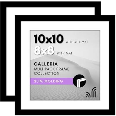 Americanflat 2 x Bilderrahmen 2 Stück in Schwarz – Verwendung als 20 x 20 cm Bilderrahmen mit Passepartout oder 25,4 x 25,4 cm ohne Passepartout – Collage-Bilderrahmen mit Plexiglasabdeckung und Americanflat 2 x Bilderrahmen 2 Stück in Schwarz – Verwendung als 20 x 20 cm Bilderrahmen mit Passepartout oder 25,4 x 25,4 cm ohne Passepartout – Collage-Bilderrahmen mit Plexiglasabdeckung und