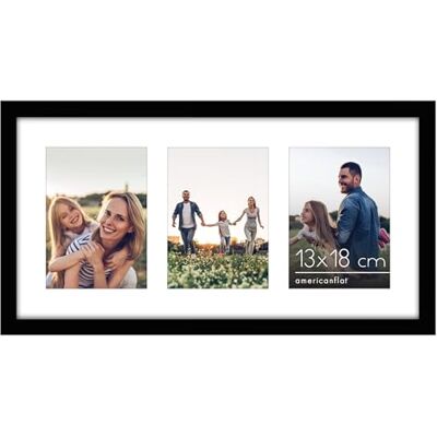 Americanflat Bilderrahmen Collage 13x18 cm Schwarz Bilderrahmen 25x51 cm mit Passepartout für drei 13x18 cm Fotos Fotorahmen für Mehrere Bilder der Familie Verbundholz mit Plexi-Scheibe Americanflat Bilderrahmen Collage 13x18 cm Schwarz Bilderrahmen 25x51 cm mit Passepartout für drei 13x18 cm Fotos Fotorahmen für Mehrere Bilder der Familie Verbundholz mit Plexi-Scheibe
