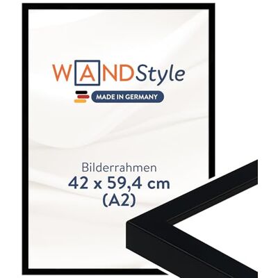 WANDStyle Bilderrahmen A2 Schwarz, DIN A2 Bilderrahmen Holz 42x60 cm Hochwertiger Holzbilderrahmen, Posterrahmen zum Aufhängen, Rahmen 42x60 cm, Fotorahmen H950 Made in Germany WANDStyle Bilderrahmen A2 Schwarz, DIN A2 Bilderrahmen Holz 42x60 cm Hochwertiger Holzbilderrahmen, Posterrahmen zum Aufhängen, Rahmen 42x60 cm, Fotorahmen H950 Made in Germany