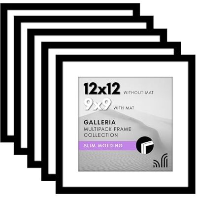 Americanflat Bilderrahmen, 30,5 x 30,5 cm, Schwarz, Set mit 5 Rahmen für Galeriewand, Quadratischer Rahmen mit Passepartout oder ohne, Collage Americanflat Bilderrahmen, 30,5 x 30,5 cm, Schwarz, Set mit 5 Rahmen für Galeriewand, Quadratischer Rahmen mit Passepartout oder ohne, Collage