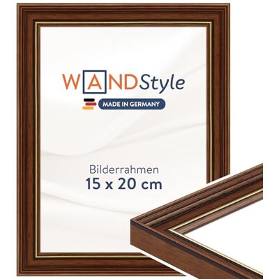 WANDStyle brauner Bilderrahmen 15x20 Holz, Bilderrahmen Braun Vintage Hochwertiger Holzbilderrahmen Antik, Posterrahmen aufstellbar, Rahmen 20x15 cm, Fotorahmen H182 Made in Germany WANDStyle brauner Bilderrahmen 15x20 Holz, Bilderrahmen Braun Vintage Hochwertiger Holzbilderrahmen Antik, Posterrahmen aufstellbar, Rahmen 20x15 cm, Fotorahmen H182 Made in Germany