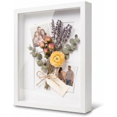 PHOTOLINI 3D Bilderrahmen zum Befüllen 40x50 Weiß groß, 3 cm tiefer Objektrahmen mit Glas, tiefer Bilderrahmen 40x50 Holz MDF mit Passepartout, dicker 3D Rahmen befüllbar für Gegenstände Geschenk PHOTOLINI 3D Bilderrahmen zum Befüllen 40x50 Weiß groß, 3 cm tiefer Objektrahmen mit Glas, tiefer Bilderrahmen 40x50 Holz MDF mit Passepartout, dicker 3D Rahmen befüllbar für Gegenstände Geschenk