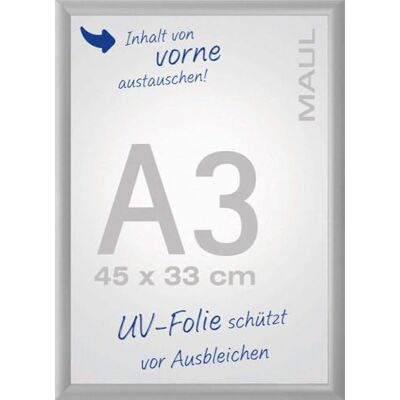 MAUL Klapprahmen standard A3 Bilderrahmen für Poster, Werbemittel & Fotos Robuster Bilderrahmen A3 mit 25mm Aluminiumprofil Montage in Hoch- und Querformat möglich Silber MAUL Klapprahmen standard A3 Bilderrahmen für Poster, Werbemittel & Fotos Robuster Bilderrahmen A3 mit 25mm Aluminiumprofil Montage in Hoch- und Querformat möglich Silber