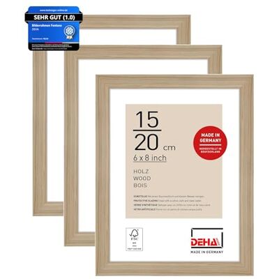 DEHA Design Holz Bilderrahmen Fontana, 15 x 20 cm 2er Set, Hellbraun Holz Fotorahmen im Hoch- & Querformat zum Auftstellen Hellbraun matt bruchsicheres Kunstglas DEHA Design Holz Bilderrahmen Fontana, 15 x 20 cm 2er Set, Hellbraun Holz Fotorahmen im Hoch- & Querformat zum Auftstellen Hellbraun matt bruchsicheres Kunstglas